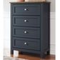 Ashley Landocken 4-Drawer Chest in Dark Slate Blue and Light Brown, , large