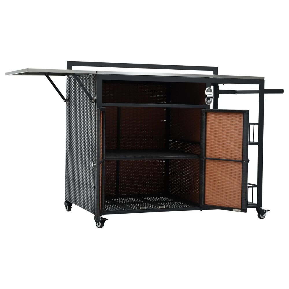 Hearth and Haven Patio Serving Cart in Dark Brown, , large