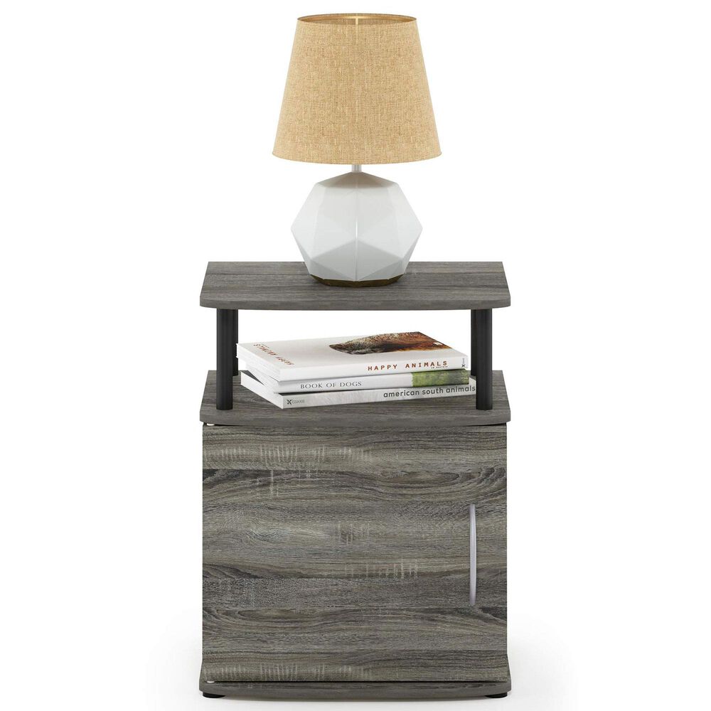 HOMLUX End Table with Open Shelf in Gray and Black, , large