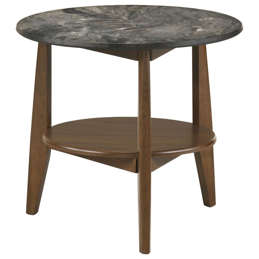 Pacific Landing Bradley Round End Table in Smokey Grey and Dark Brown, , large