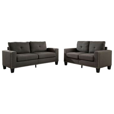 Furniture of America Ratliff Sofa and Loveseat Set in Gray, , large