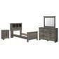Ashley Frandern 4-Piece Twin Bookcase Bedroom Set in Rustic Warm Gray, , large