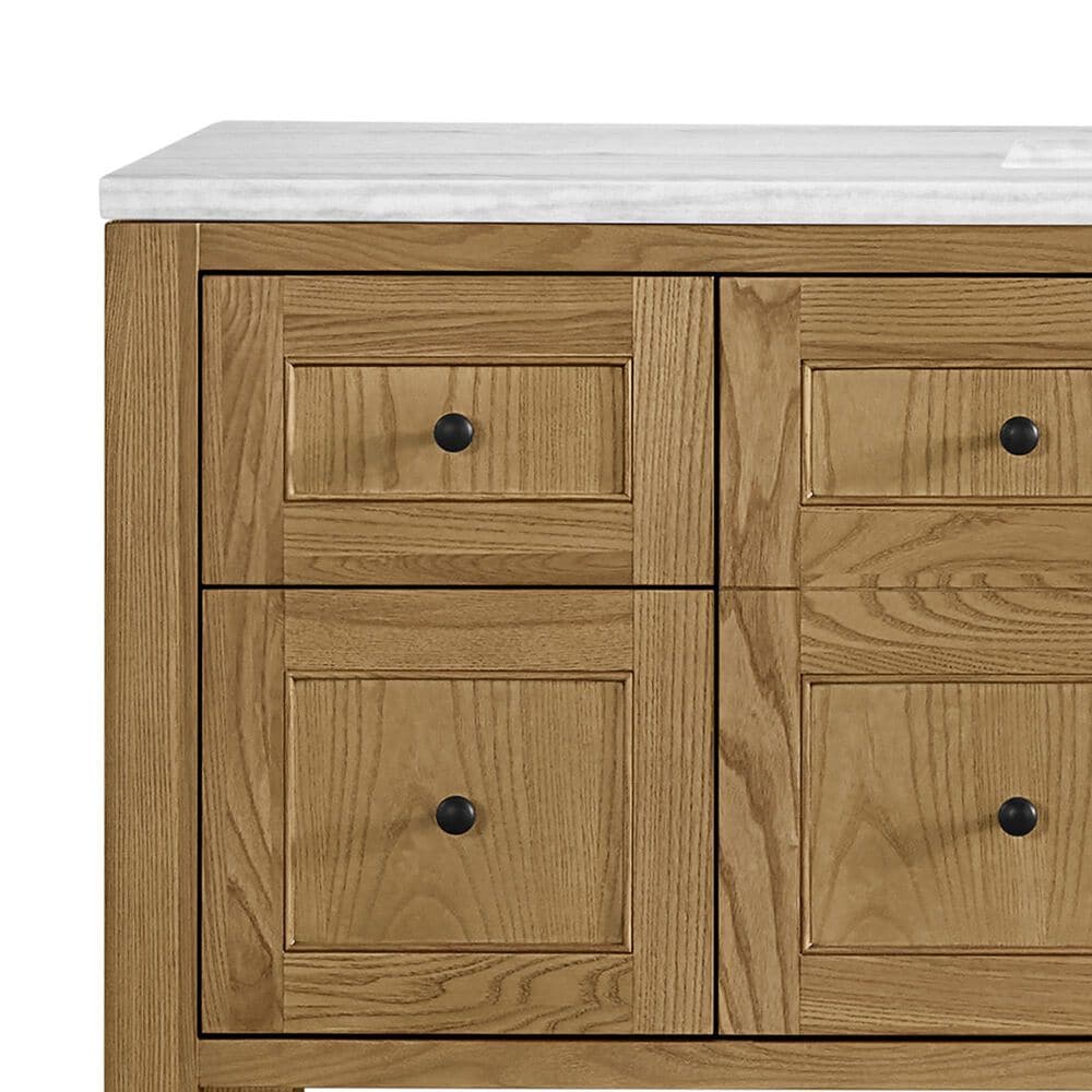 James Martin Vanities Breckenridge 60&quot; Single Bathroom Vanity in Light Natural Oak with 3 cm Arctic Fall Solid Surface Top and Rectangular Sink, , large