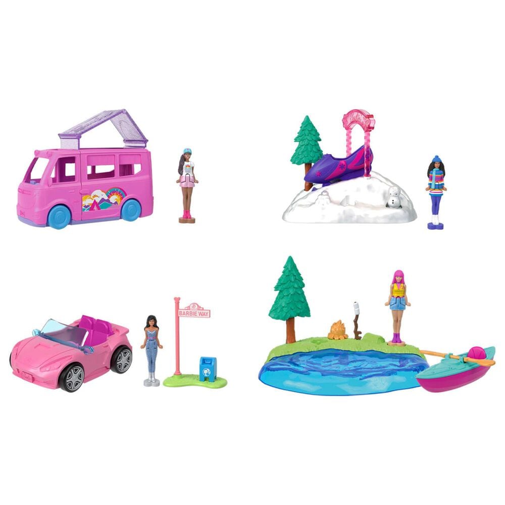 Barbie 4-Pack Mini Barbieland Doll and Vehicle Set, , large
