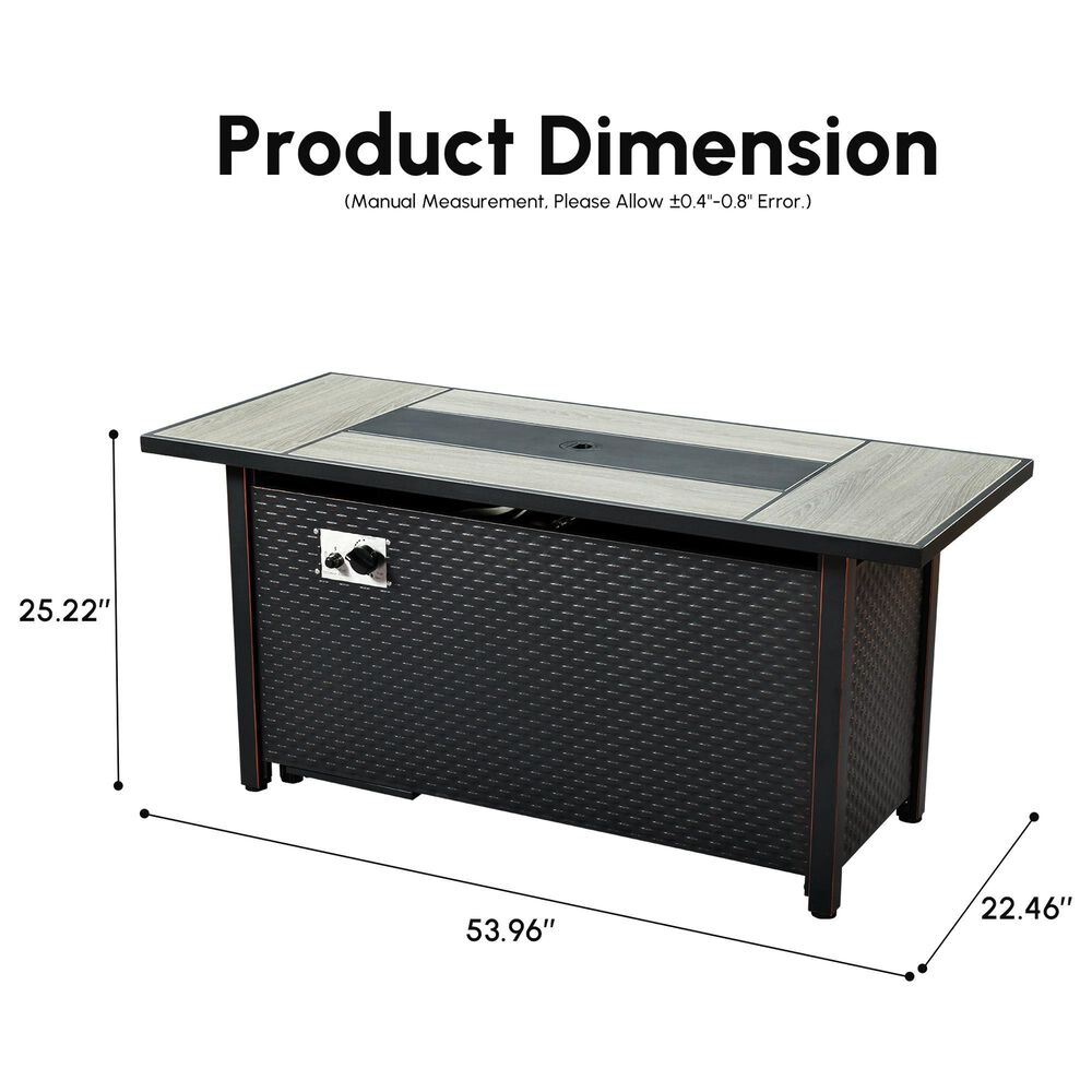 HOMLUX 54" Outdoor Propane Fire Pit Table in Black, , large