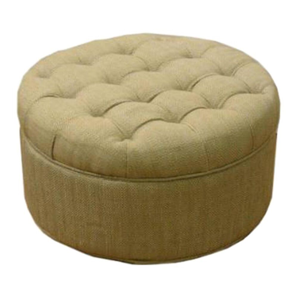 Kinfine Button Tufted Storage Ottoman in Tan and Cream, , large