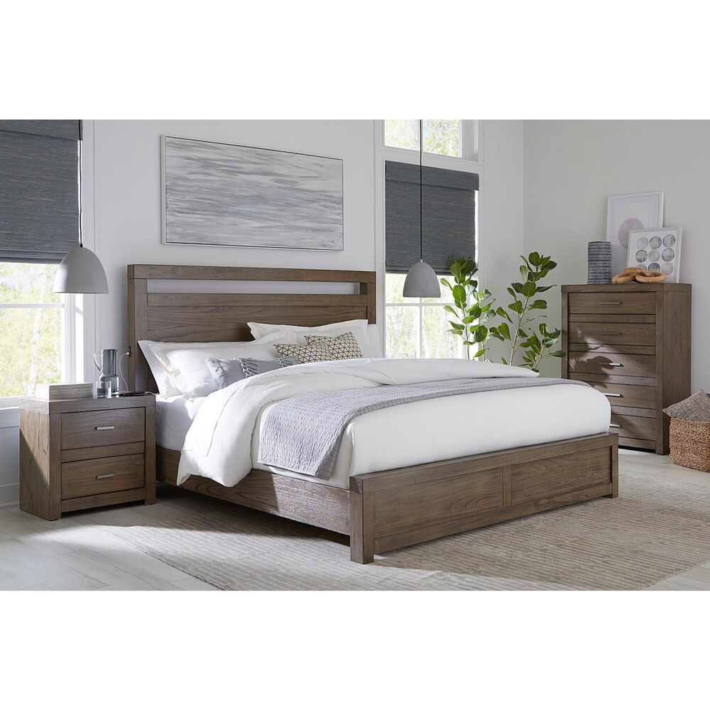 Riva Ridge Modern Loft 2 Drawer Nightstand in Greystone, , large