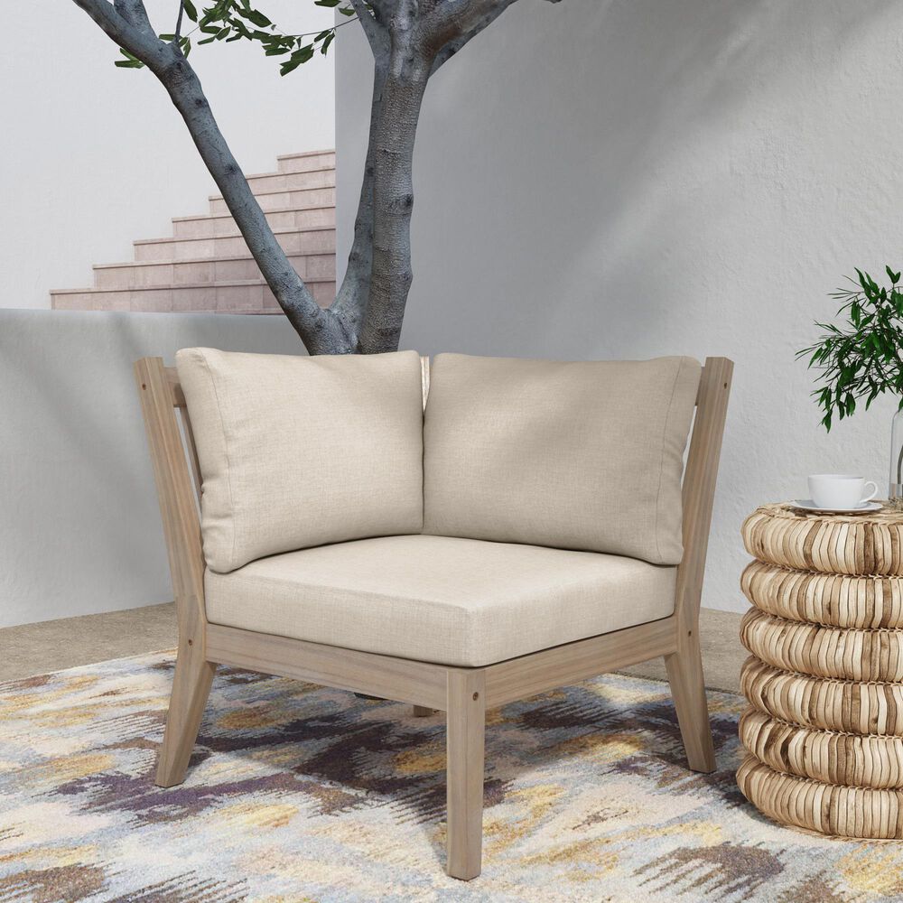 Linon Home Decor Teagon Patio Corner Chair in Beige, , large