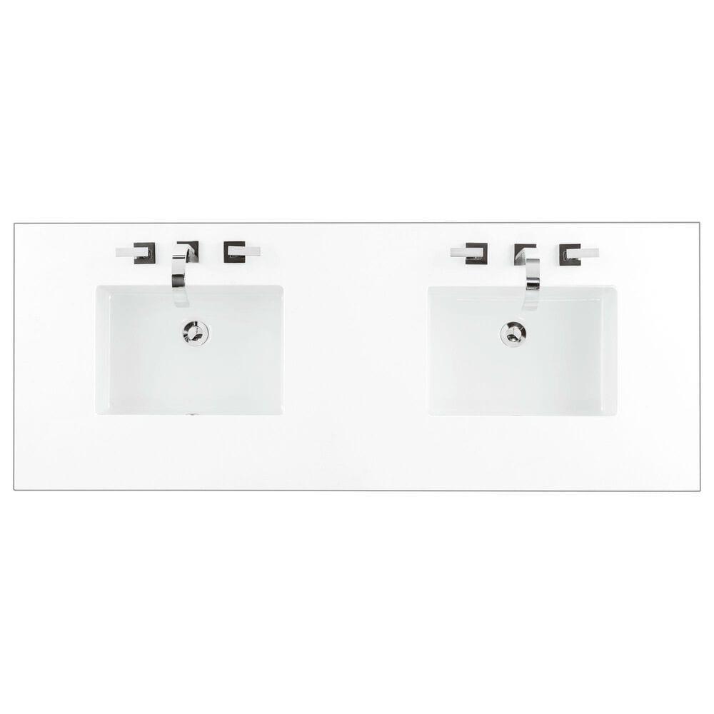 James Martin Vanities Myrrin 60&quot; Double Vanity in Bright White with 3 cm White Zeus Quartz Top, , large