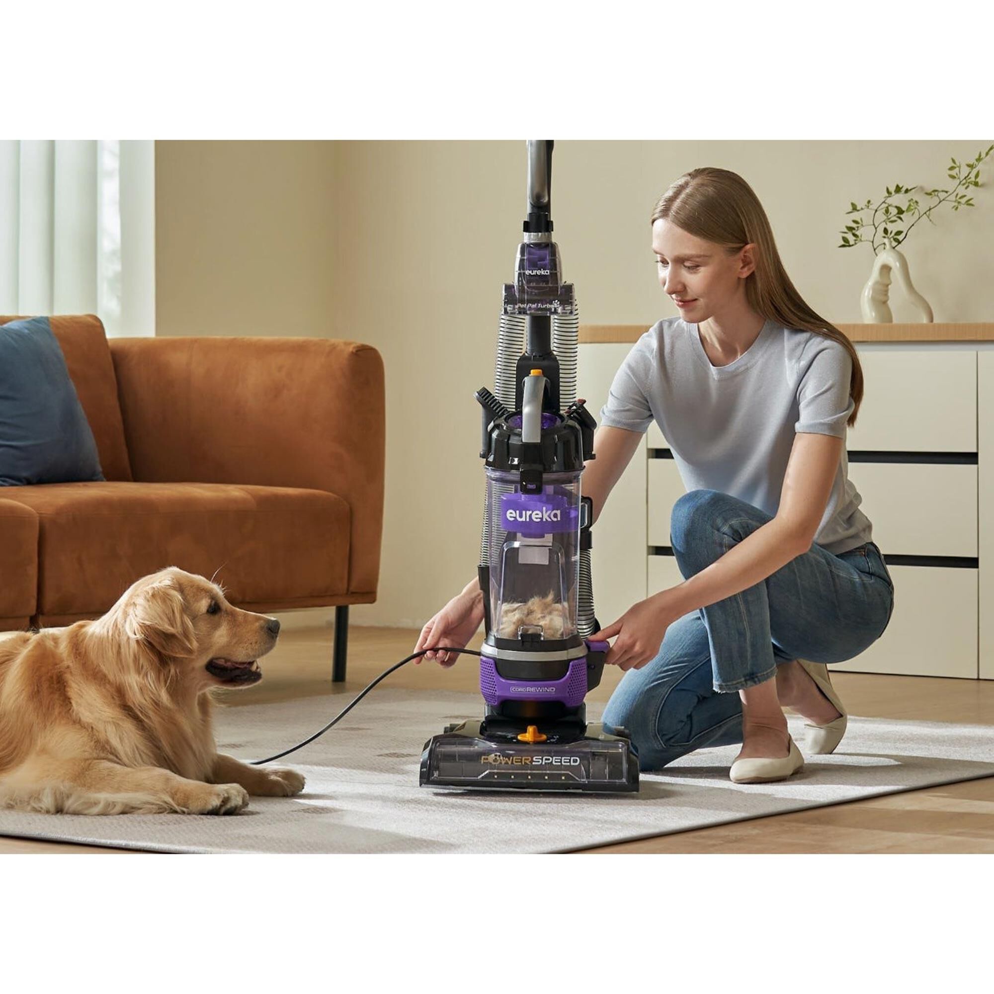 Eureka PowerSpeed Pet Cord Rewind Upright Vacuum in Purple