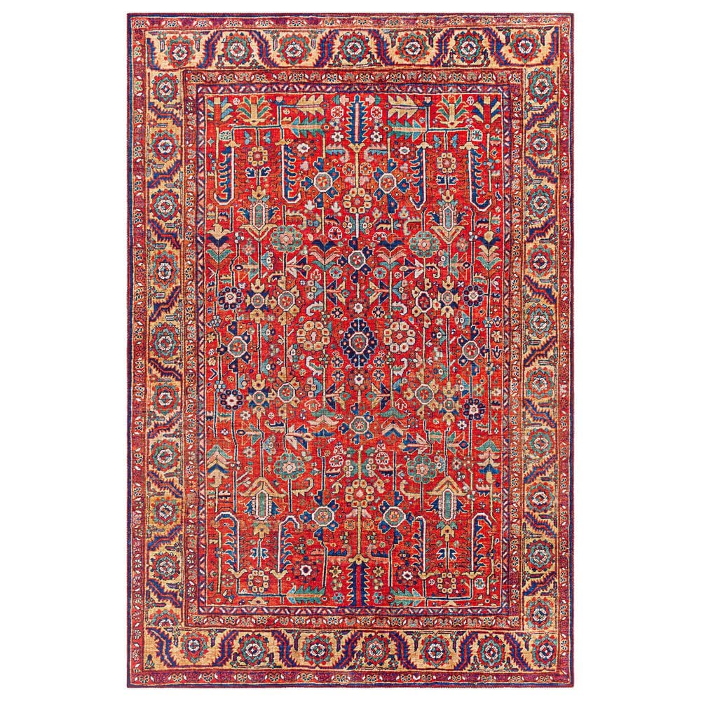Surya Iris Burnt Orange, Dark Blue, Yellow, Light Pink, Oatmeal and Olive 2"2" x 3"9" Area Rug, , large