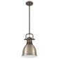 Golden Lighting Duncan 1-Light Small Pendant with Rod and Aged Brass Shade in Rubbed Bronze, , large