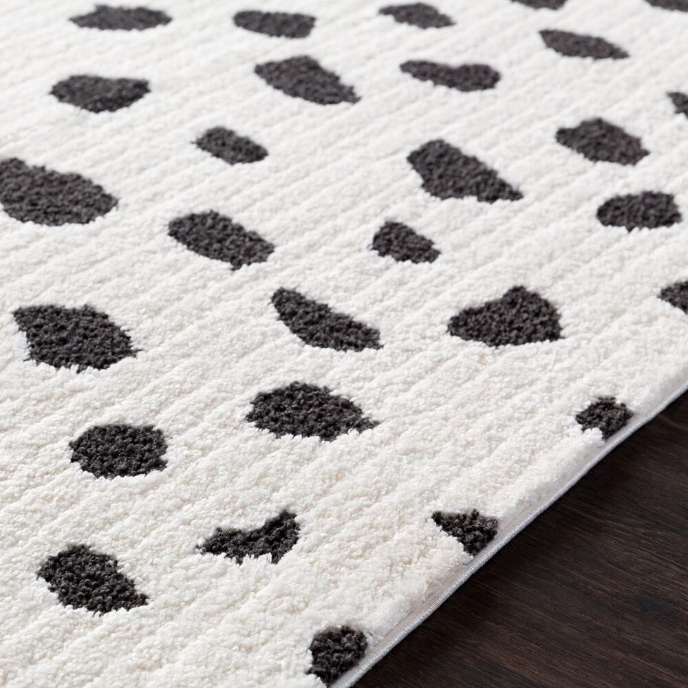 Surya Moroccan Shag Black and White 5&#39;3&quot; x 7&#39;3&quot; Area Rug, , large