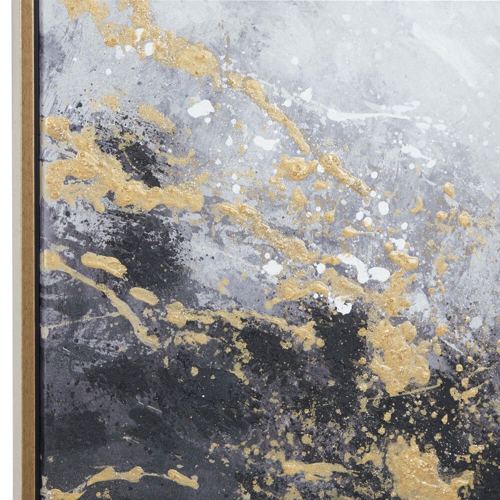 CosmoLiving by Cosmopolitan 40&quot; x 30&quot; Abstract Corner Wall Art in Black, Metallic Gold, White and Smoky Gray, , large