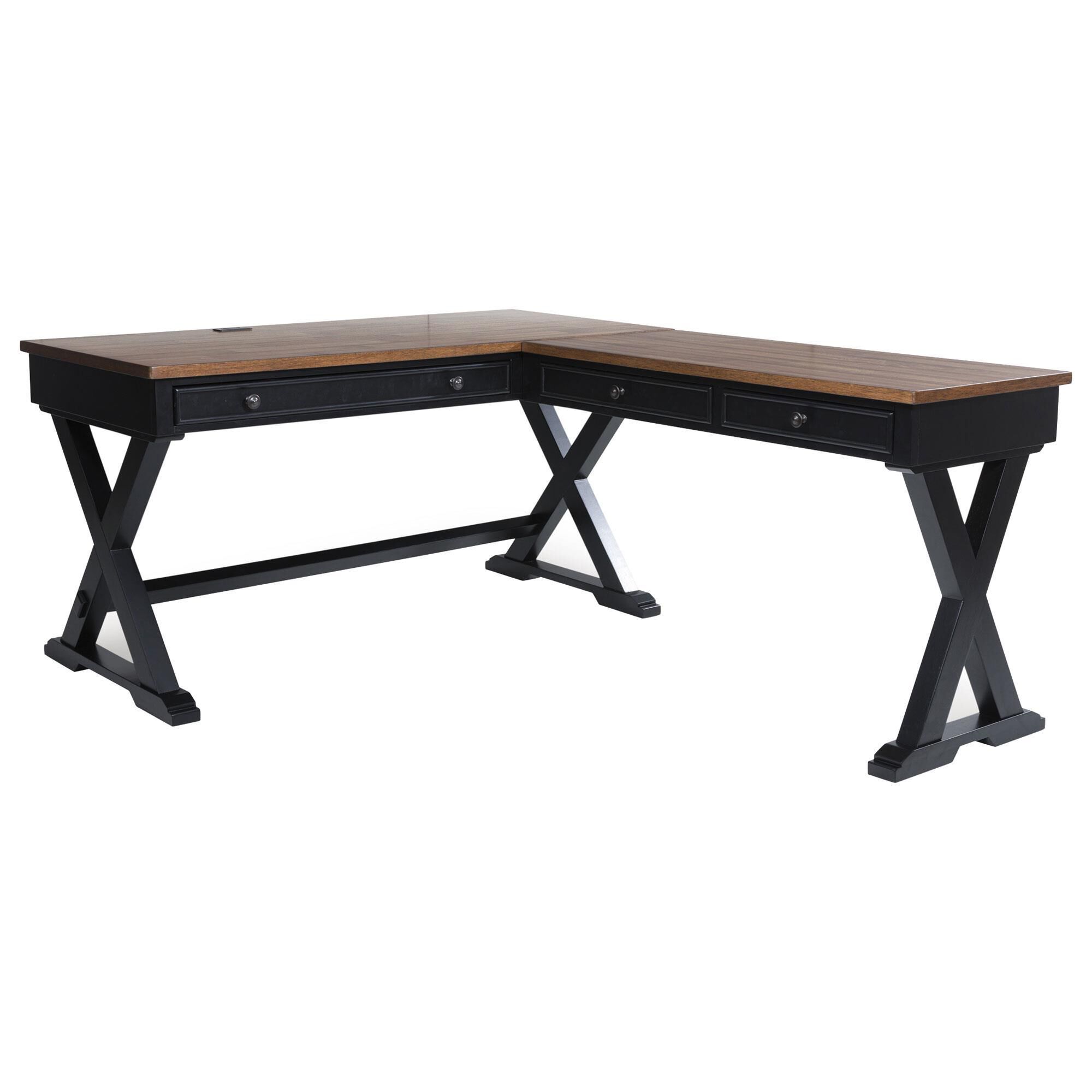 Ashley Wildenauer 3-Piece L-Shape Desk with Chair Set in Brown and