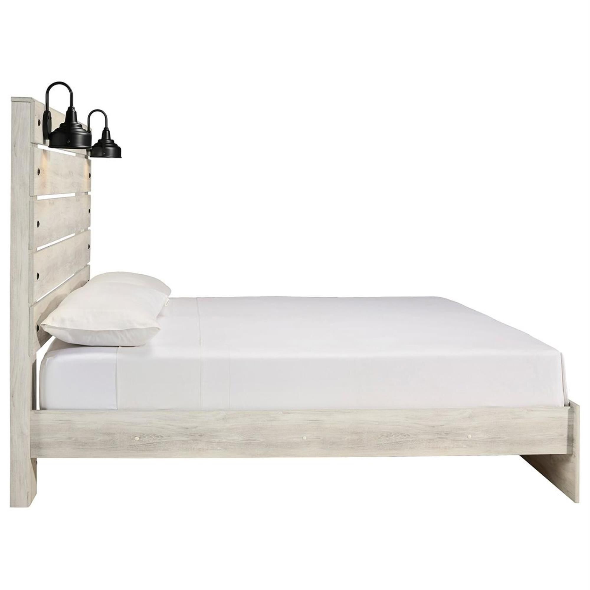 Ashley Cambeck King Panel Bed in Whitewash with Lighting NFM