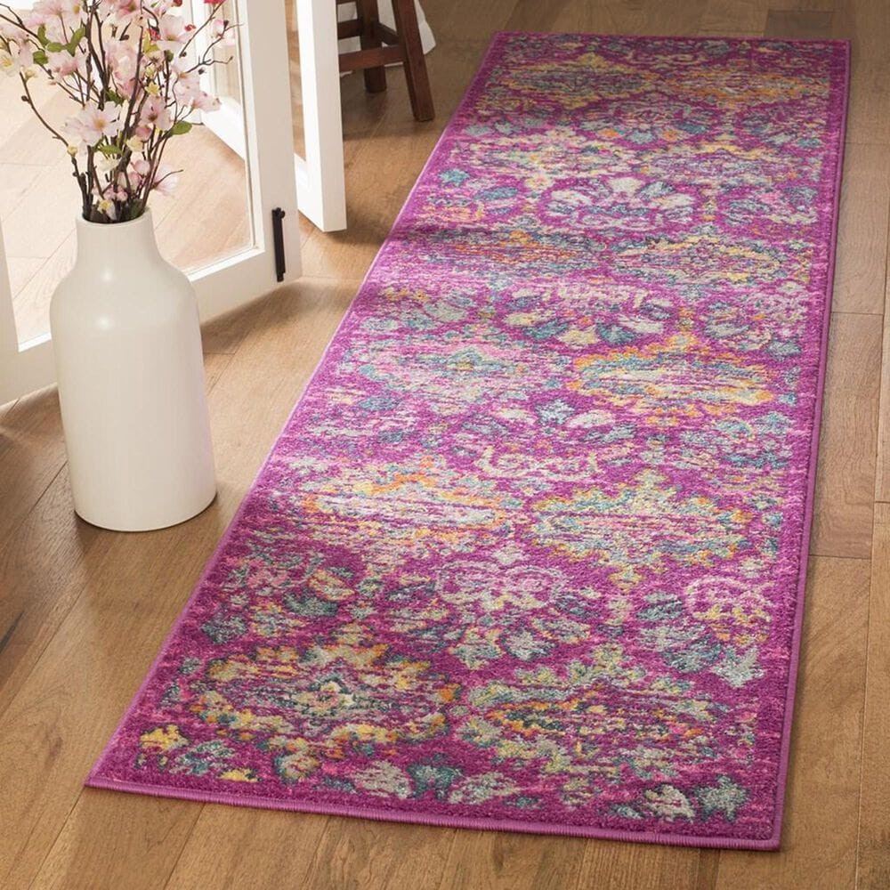 Safavieh Madison MAD144F 2&#39;3&quot; x 12&#39; Fuchsia and Blue Runner, , large