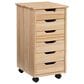 Linon Home Decor Cary 6-Drawer Rolling Cart in Natural, , large