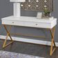 Linon Home Decor Campaign 2-Drawer Desk in White and Gold, , large