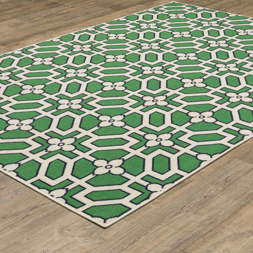 Oriental Weavers Havana Ivory and Green 7'10" x 10' Indoor/Outdoor Area Rug, , large