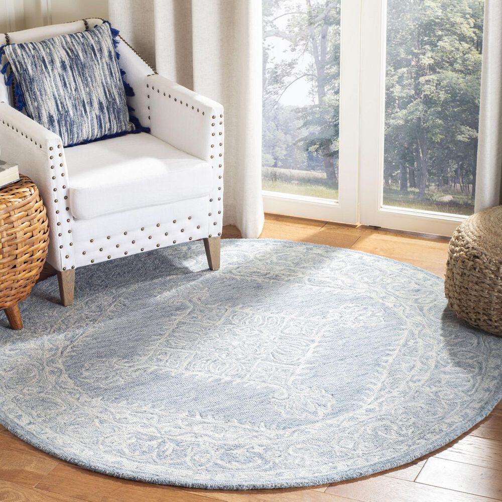 Safavieh Micro-Loop 5&#39; Round Grey Area Rug, , large