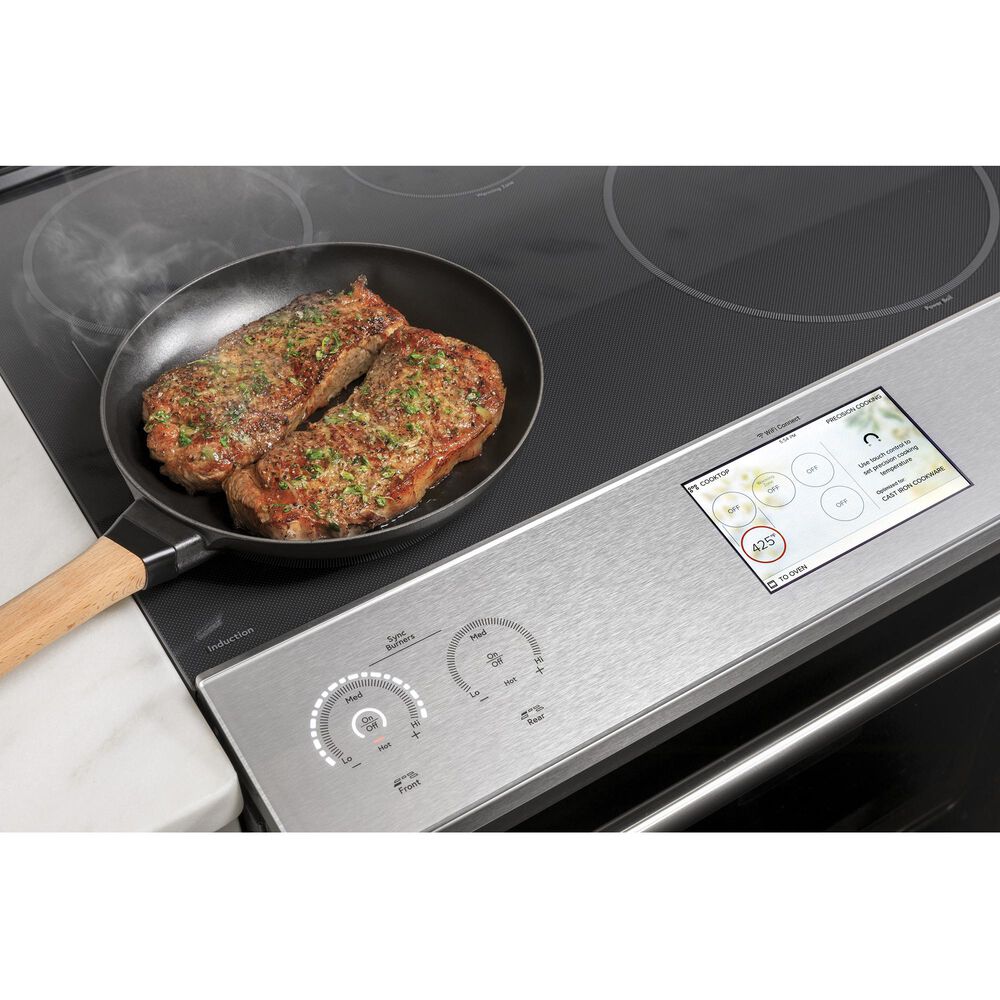 Cafe 5.3 Cu. Ft. Slide-In Electric Range in Brushed Stainless, , large