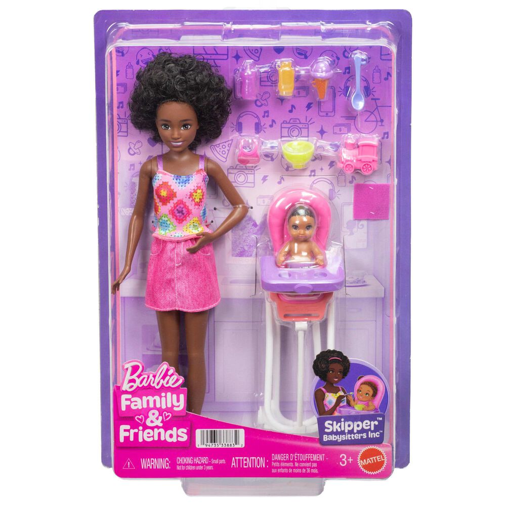 Barbie Highchair Friend Babysitter Playset, , large