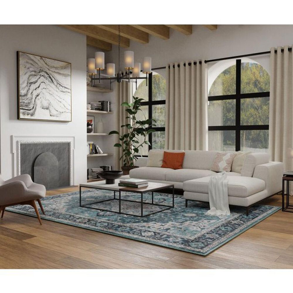 Central Oriental Rugease Velveteen Chantal Green and Ivory 7&#39;6&quot; x 9&#39;6&quot; Area Rug, , large