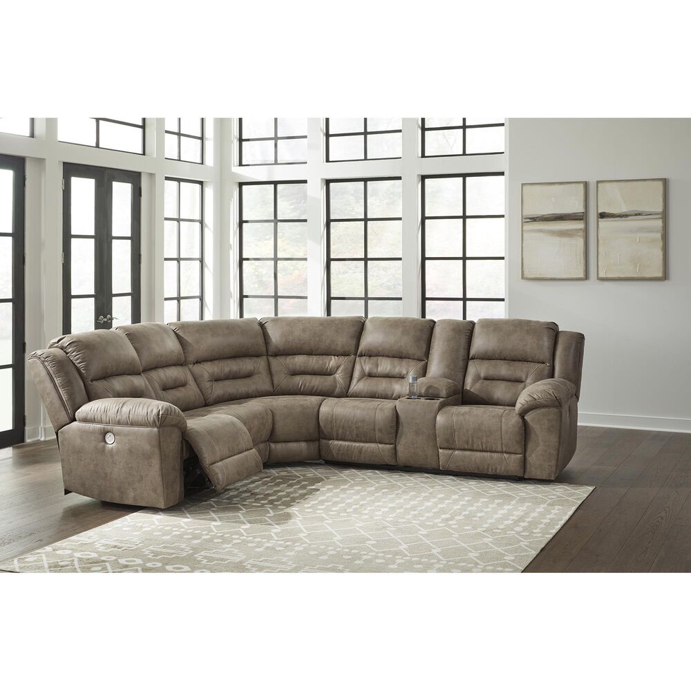 Ashley Ravenel Power Reclining Right-Arm Facing Loveseat in Fossil, , large
