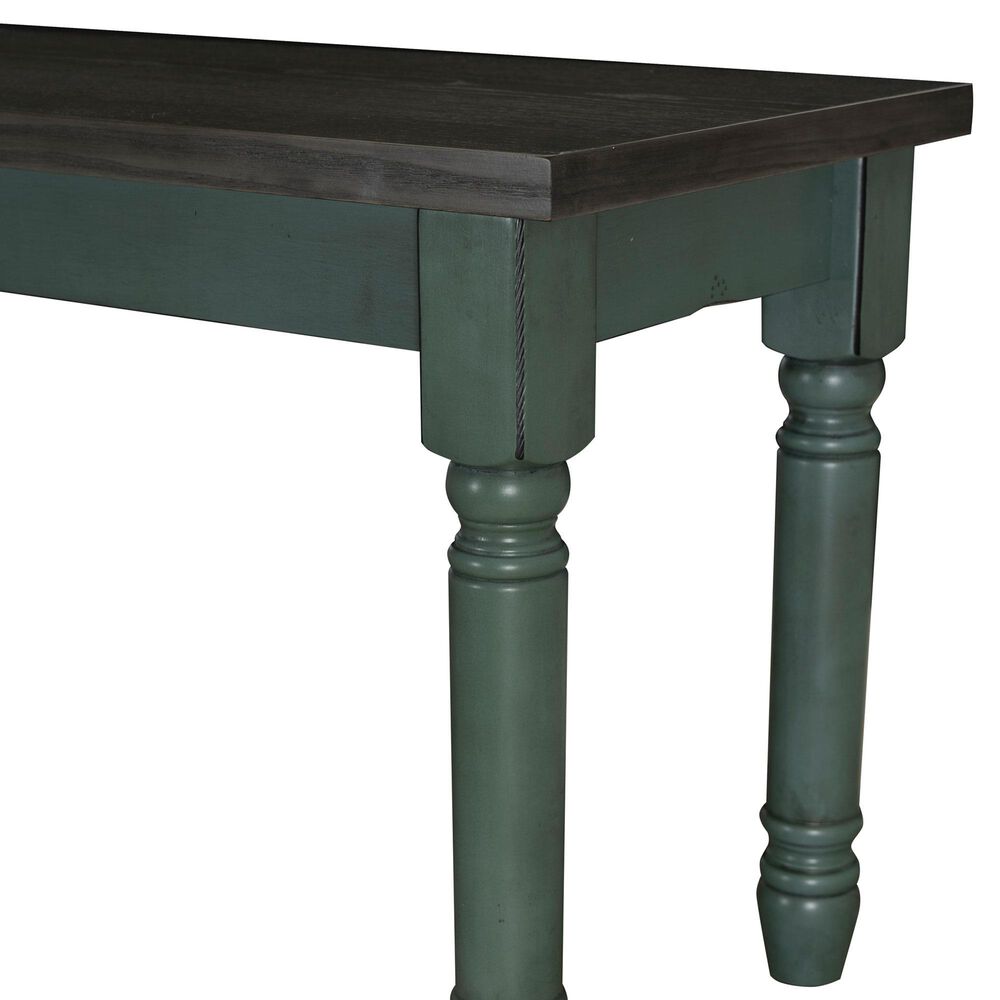 Linon Home Decor Willow Dining Bench in Burnished Smoke and Distressed Teal, , large