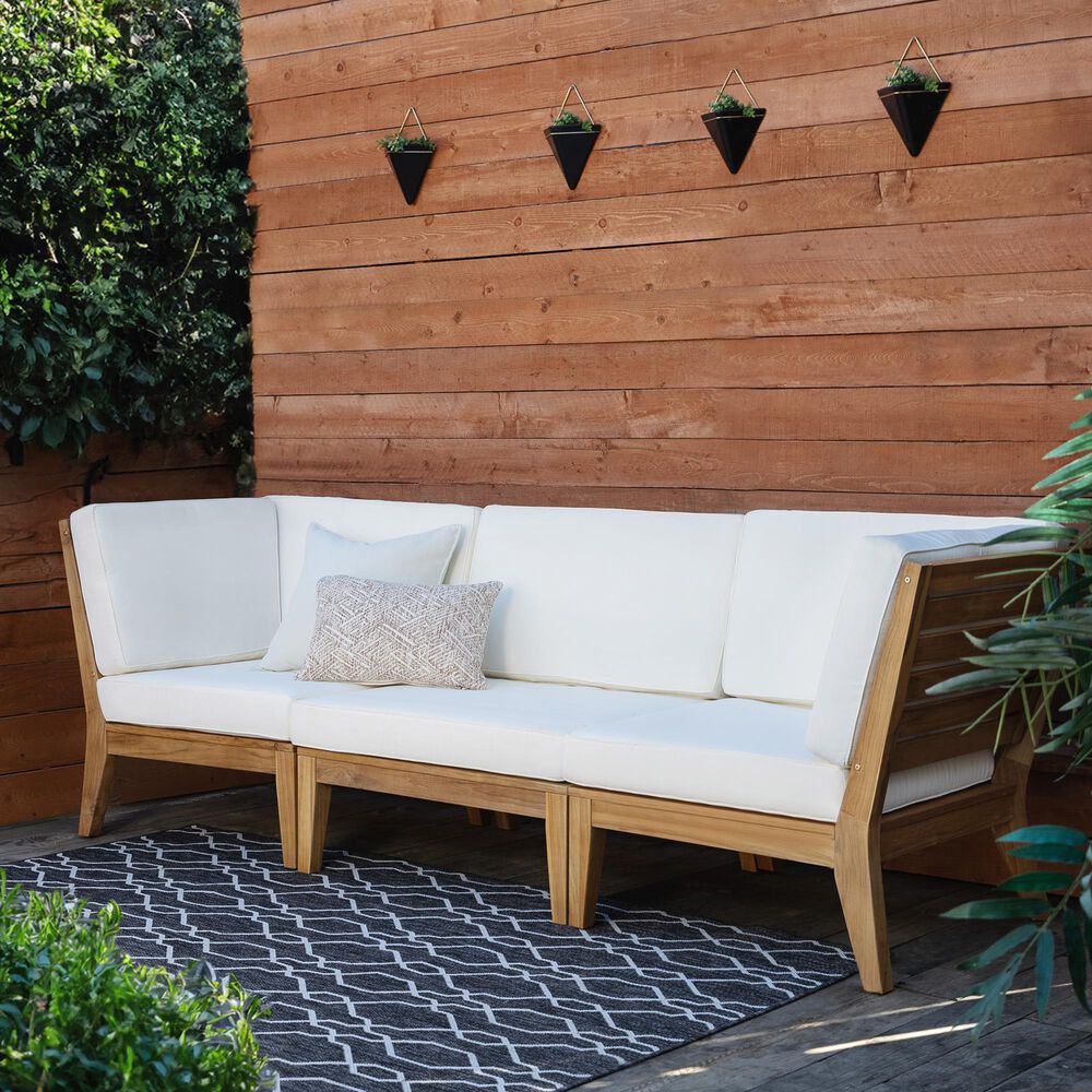 Linon Home Decor Fontana Patio Armless Chair in Antique White, , large