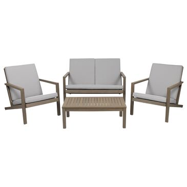 Noble House Leah 4-Piece Patio Chat Set in Gray, , large
