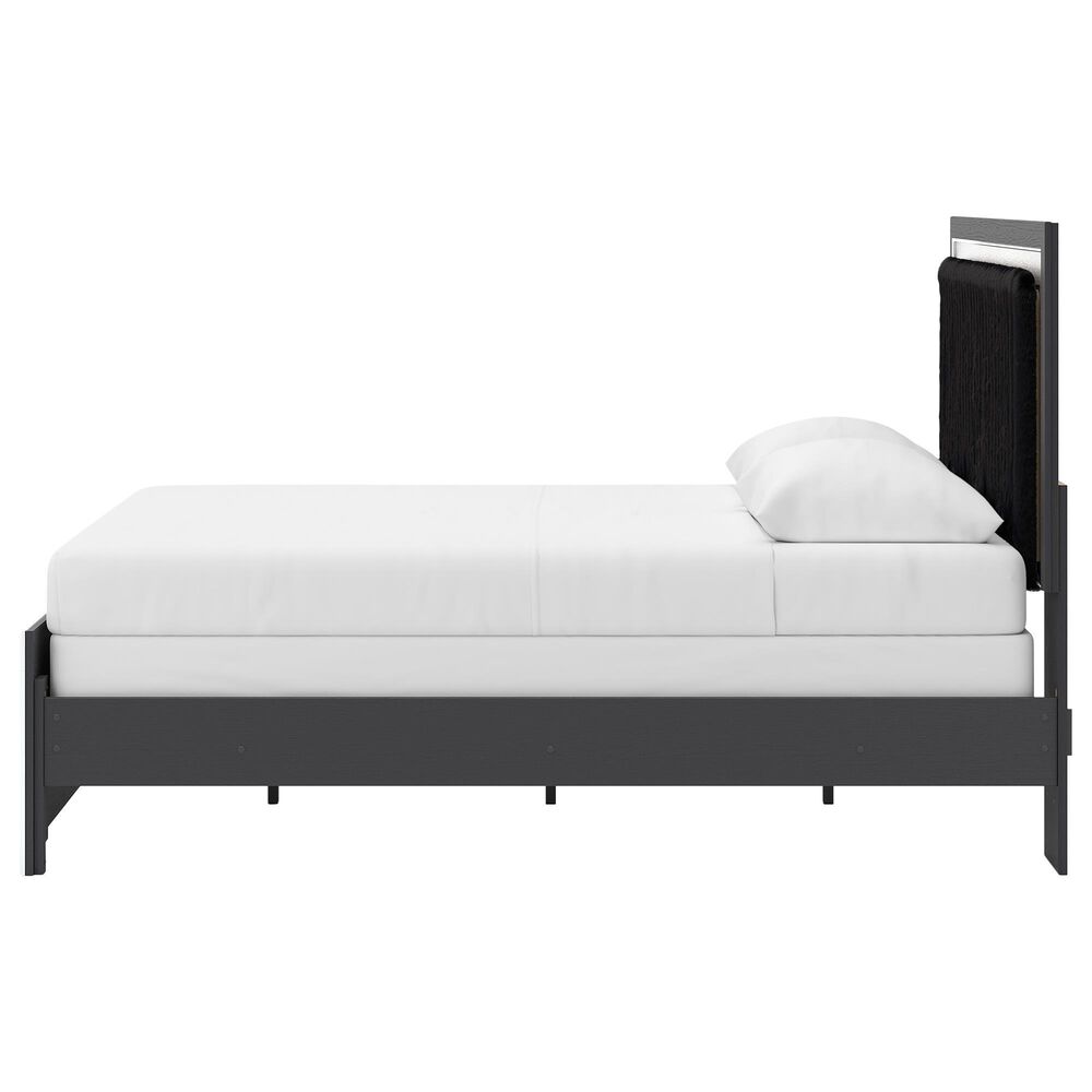 Ashley Zuraleus Queen Upholstered Panel Bed in Matte Black and Chrome, , large