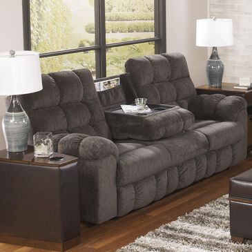 Signature Design by Ashley Acieona Reclining Sofa with Drop Down Table in Slate, , large