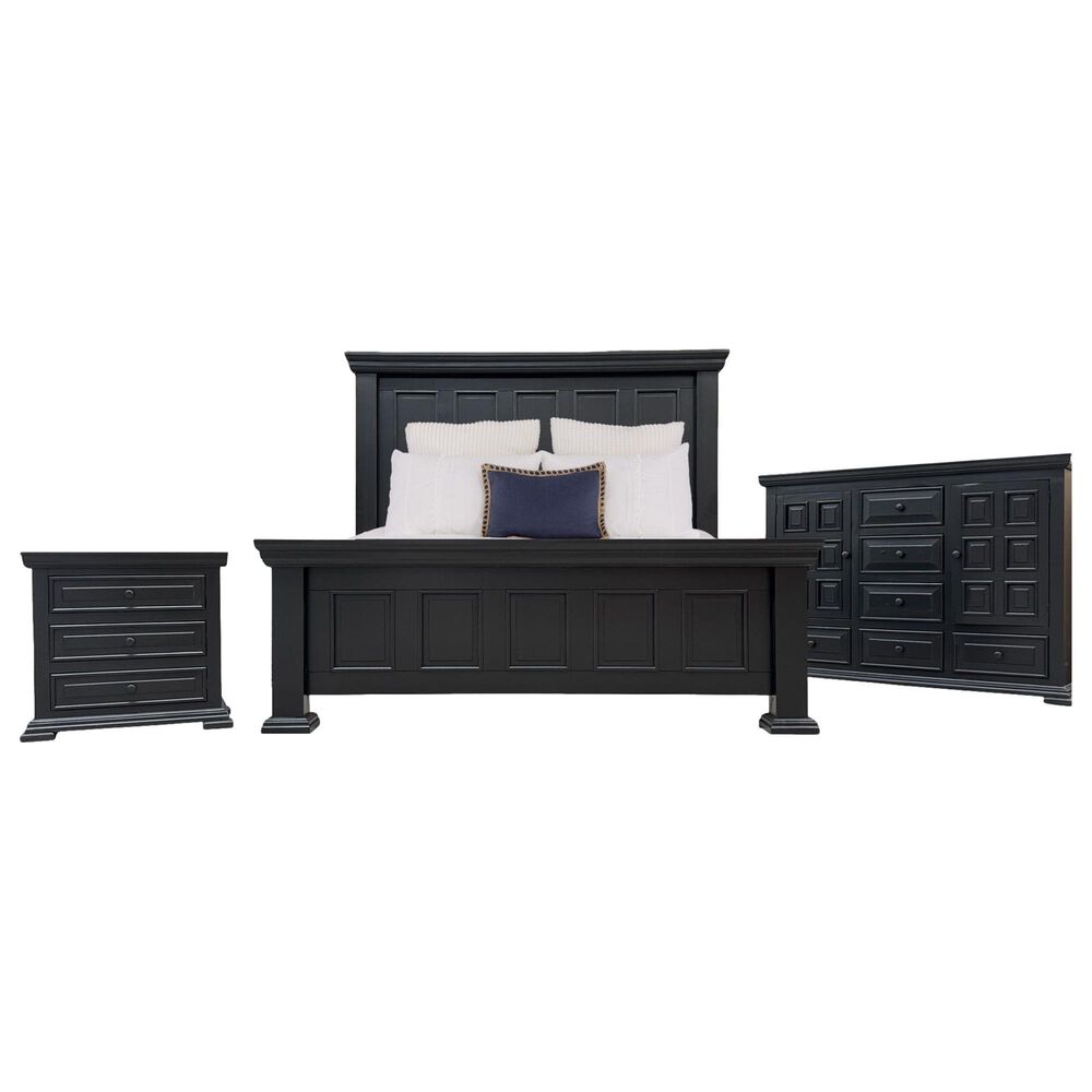 Woodland & Co Castle King Bed with Dresser and Nightstand in Pure Merle, , large