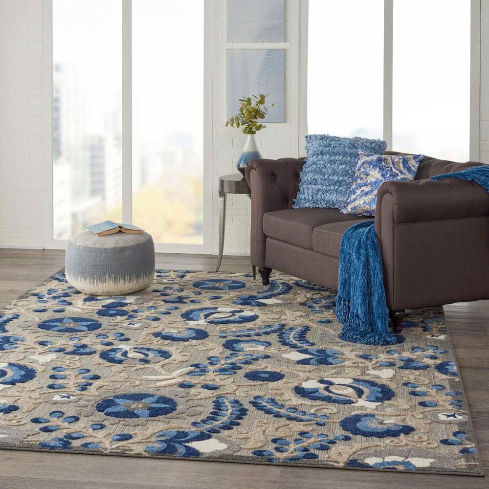 Nourison Aloha 7&#39;10&quot; x 10&#39;6&quot; Natural and Blue Indoor/Outdoor Area Rug, , large