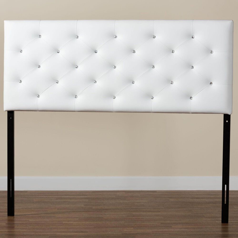 Baxton Studio Viviana Full Upholstered Headboard in White, , large