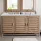 James Martin Vanities Portland 60" Double Bathroom Vanity in Whitewashed Walnut with 3 cm Carrara White Marble Top and Rectangular Sinks, , large
