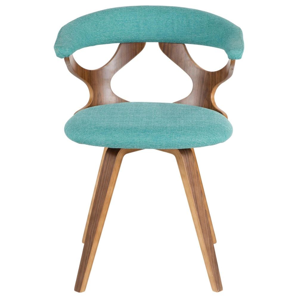 Lumisource Gardenia Swivel Arm Chair with Teal Upholstered in Walnut, , large