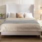 Hearth and Haven Hayden Queen Panel Bed with Ivory Upholstery in Walnut, , large