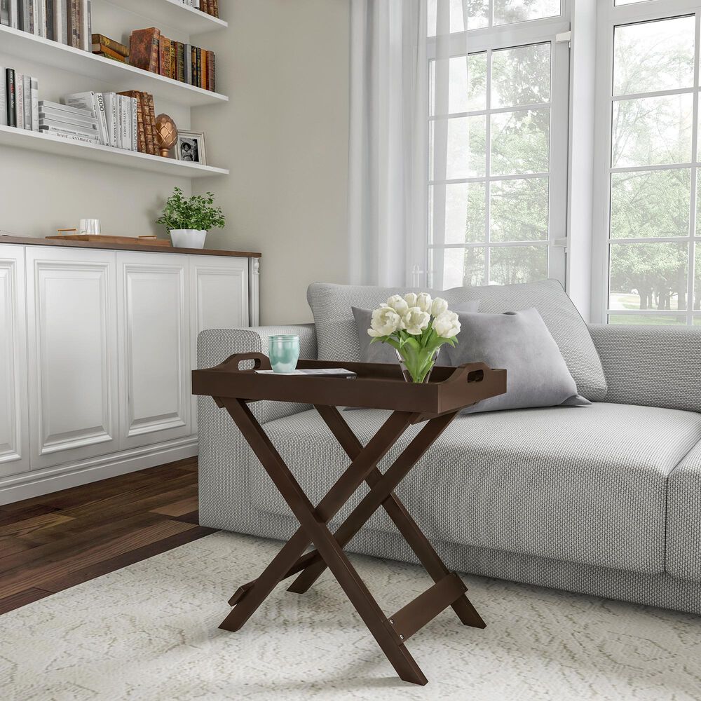 Timberlake Lavish Home Folding End Table in Brown, , large