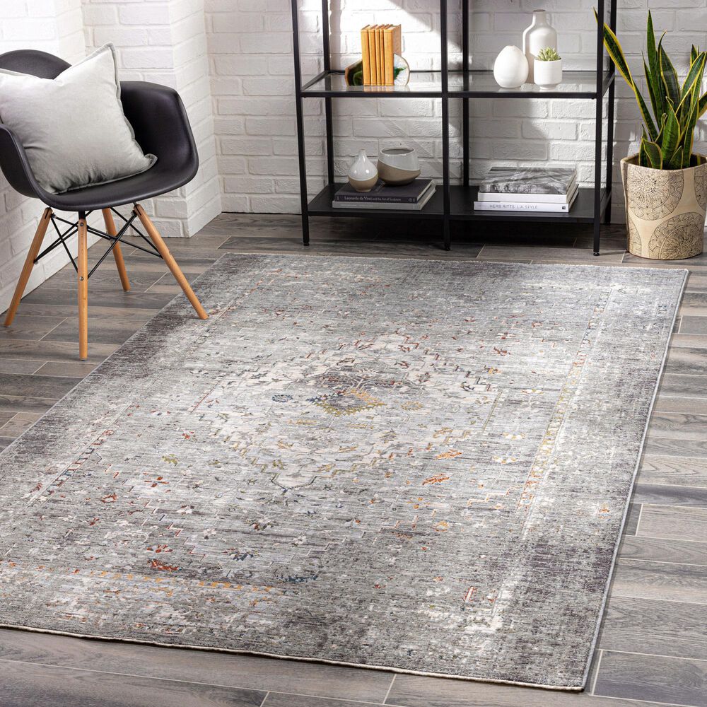 Surya Presidential PDT-2311 Dusty Sage, Gray, Charcoal, Ivory, Wheat, Ice Blue, Blue, Light Olive, Saffron and Orange 11&#39;6&quot; x 15&#39;6&quot; Area Rug, , large