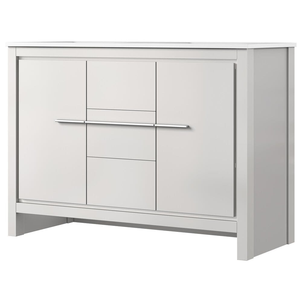 Lexora Home Lafarre 48&quot; Double Bathroom Vanity in White with 2 cm White Quartz Top and Rectangular Sinks, , large