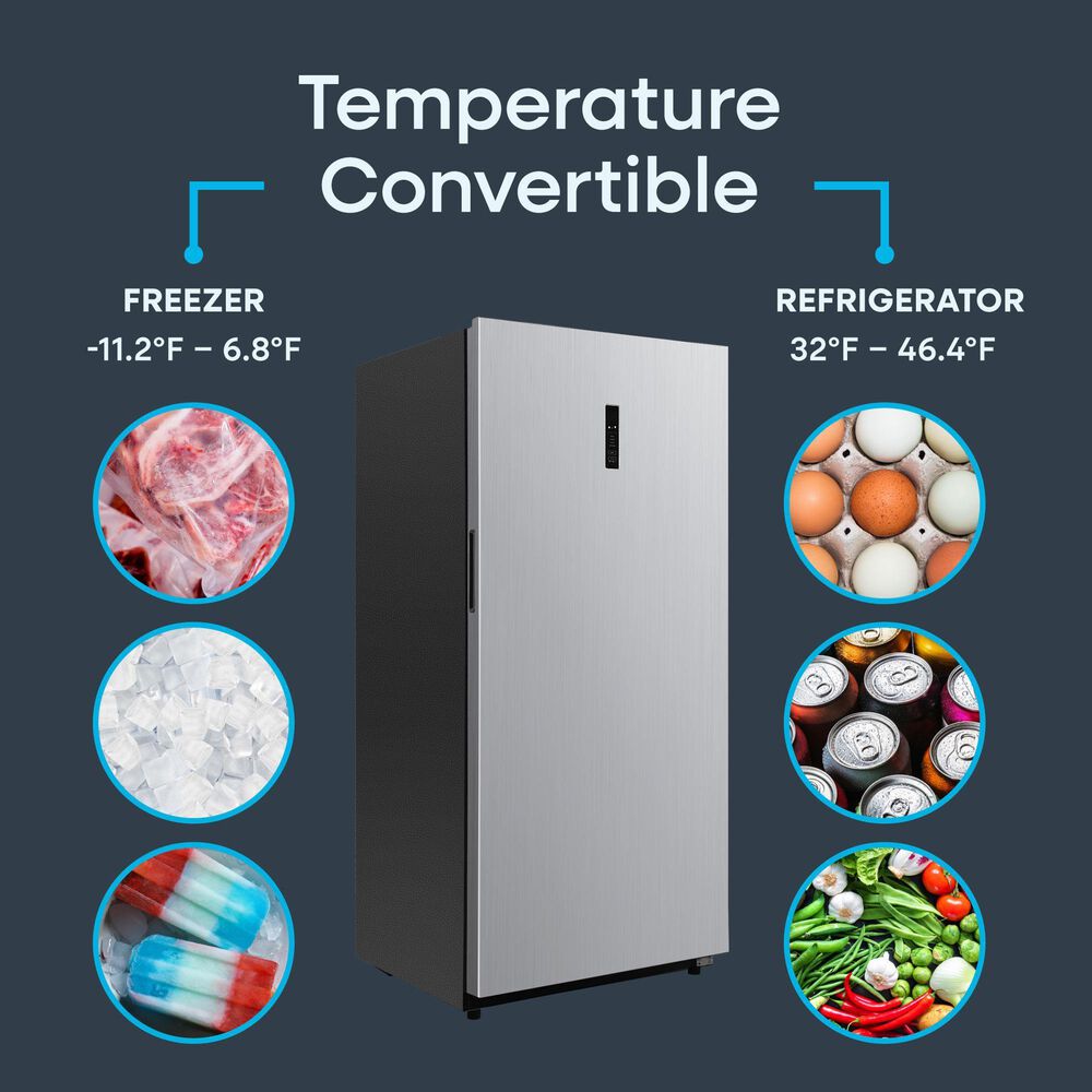 Element 13.8 Cu. Ft. Upright Convertible Freezer/Refrigerator in Stainless Steel, , large