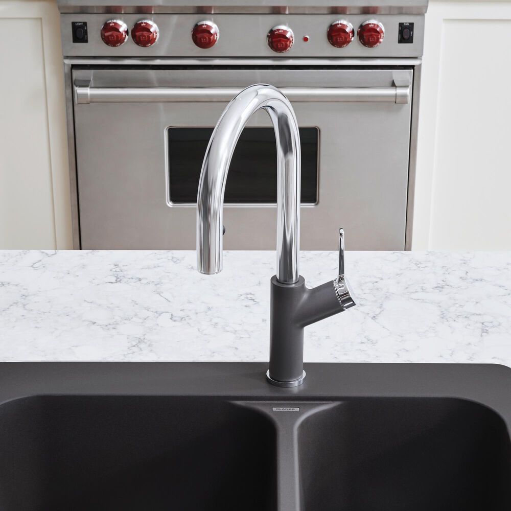 Blanco Urbena 1.5 GPM Pull-Down Kitchen Faucet in Chrome and Cinder, , large