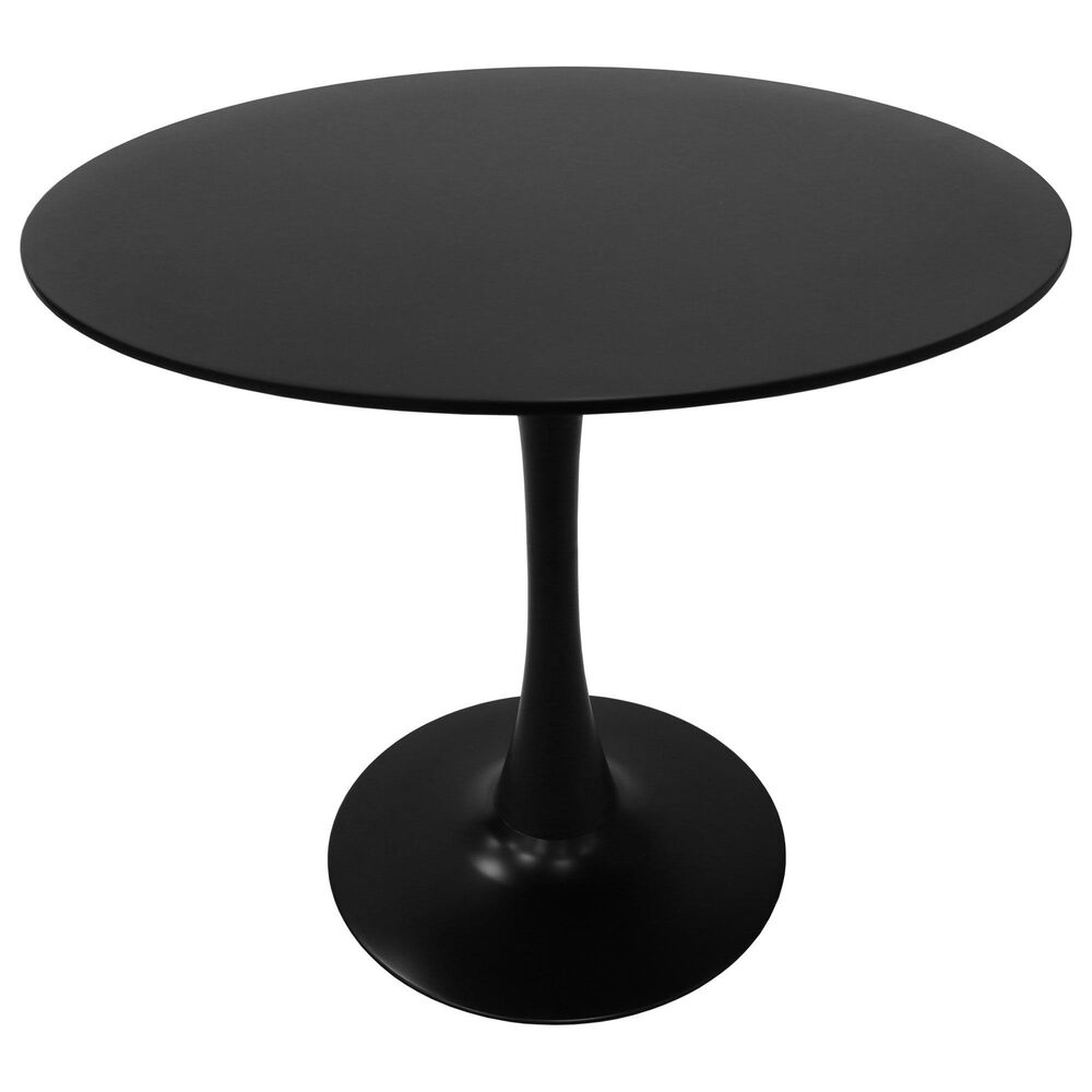 Leisuremod LeisureMod Bristol Mid-Century Modern Round Dining Table with a 31 Wood Top and Iron Pedestal Base with Gloss Finish for Kitchen and Dining Room, , large