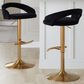 LumiSource Grotto Adjustable Bar Stool with Black Velvet Upholstery in Gold (Set of 2), , large