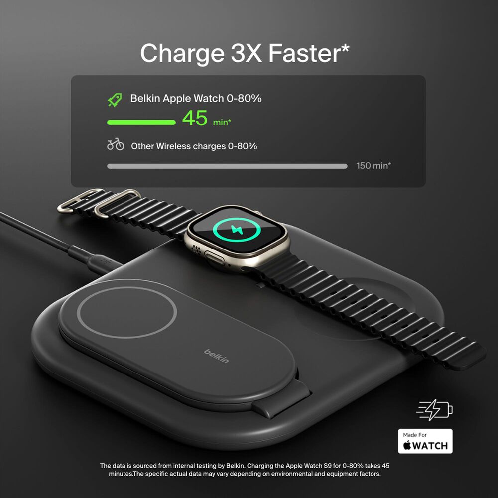 Belkin BoostCharge 3-in-1 Magnetic Foldable Wireless Charger in Black, , large