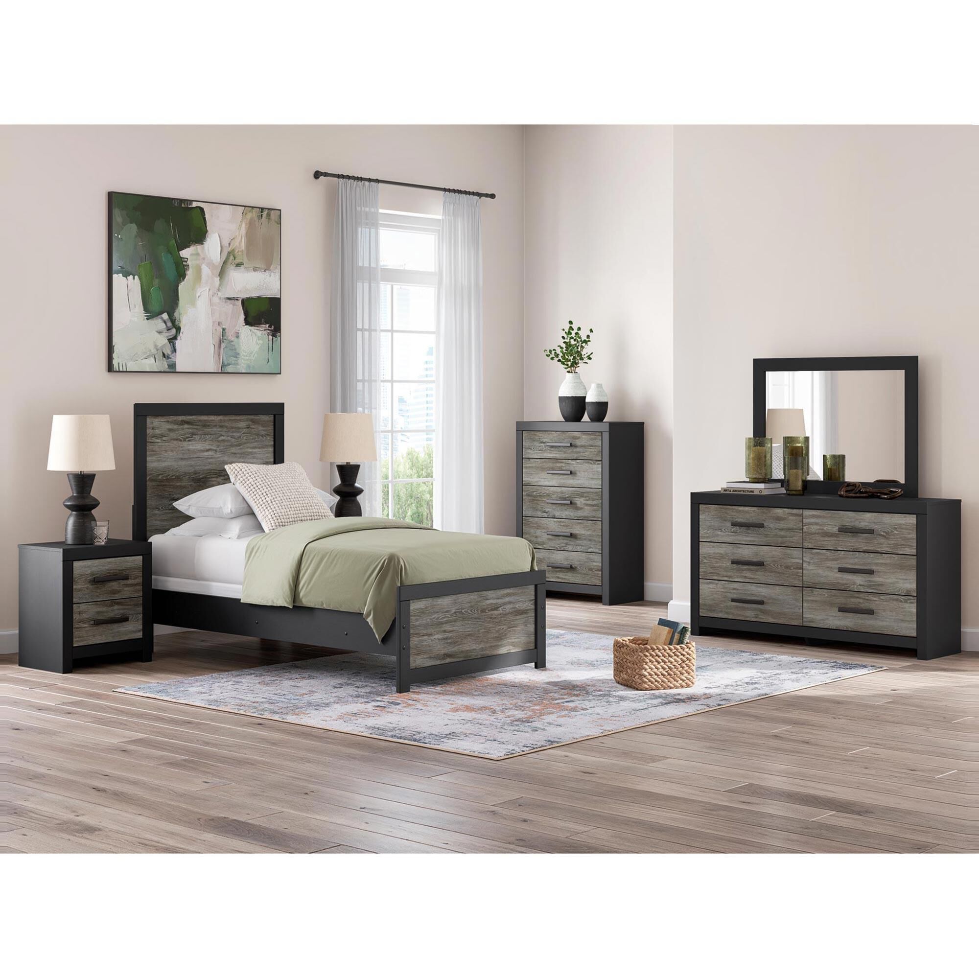 Ashley Broachmyn 5-Piece Twin Bedroom Set in Black and Gray