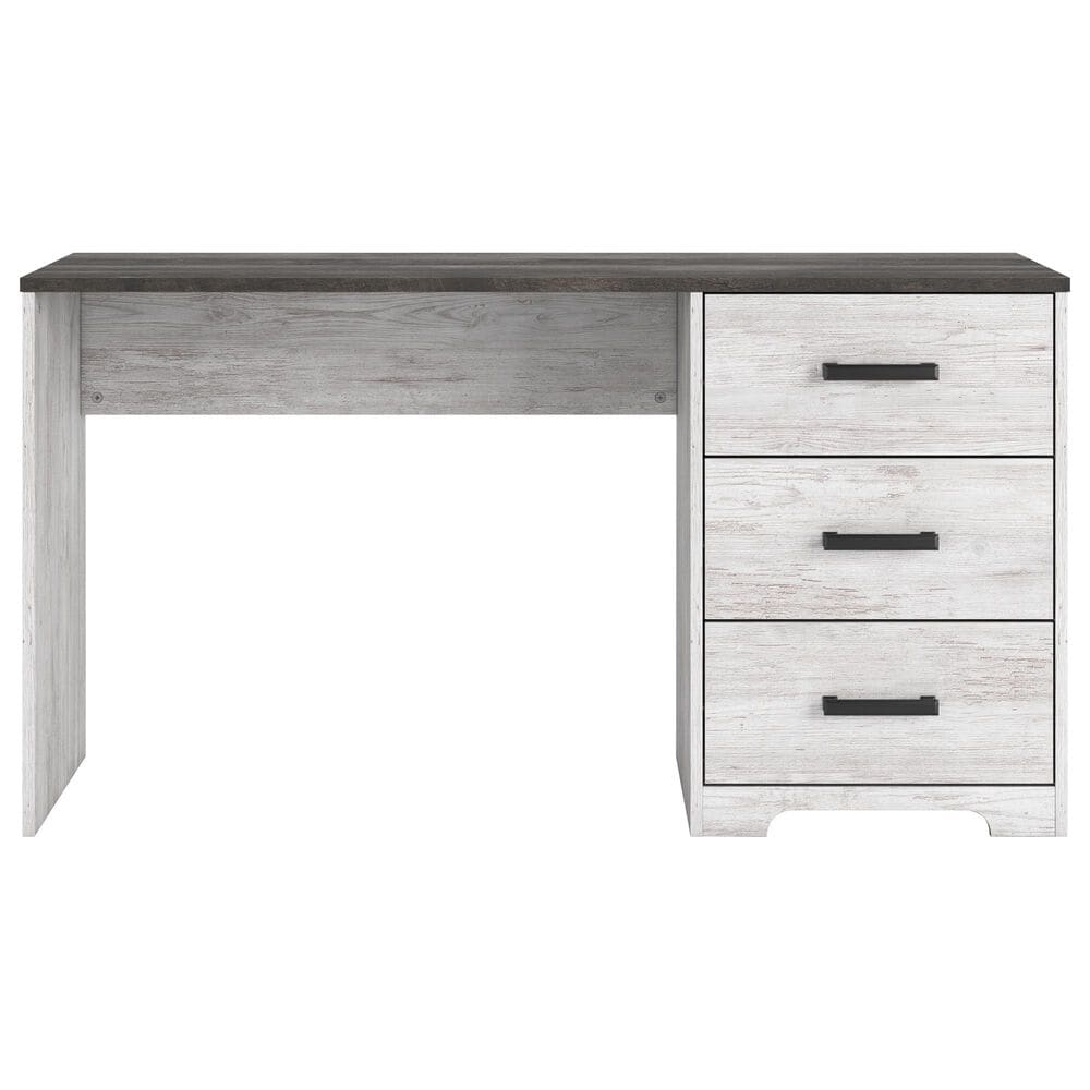 Ashley Shawburn 3-Drawer Home Office Desk in White and Dark Charcoal Gray, , large
